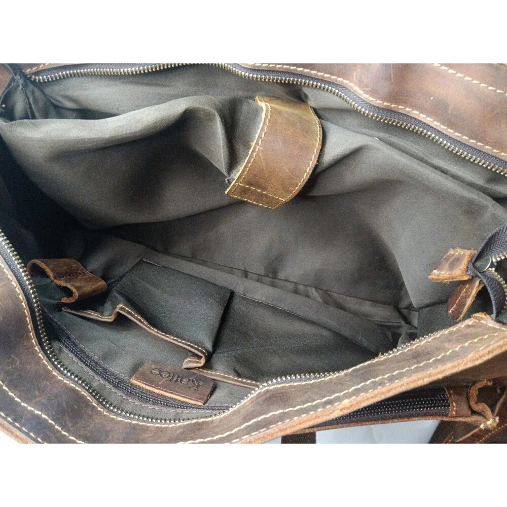 Vintage Kattee Leather Briefcase Messenger Bag Brown Fits 15 Inch Laptop